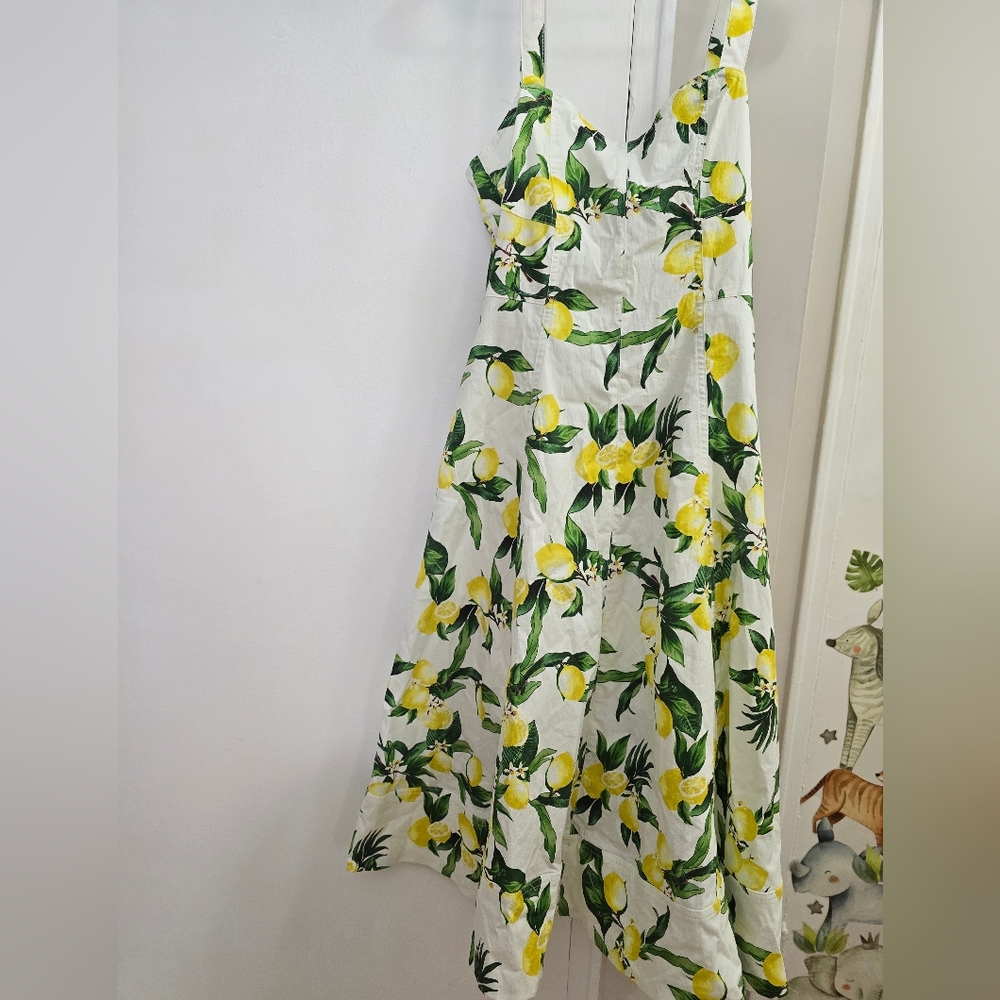 Avec Les Filles White and Yellow Lemon-Print Midi Dress - Picture 2 of 16